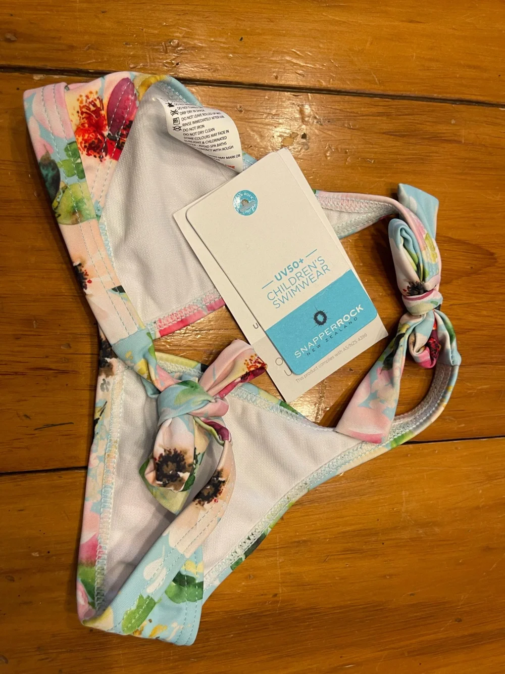 Snapper Rock Floral Halter Bikini Top in Light Blue, Pink and Green